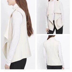 Vince wool blend vest with leather trim XS